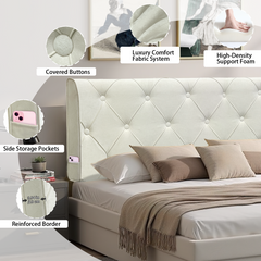 Diamond Lattice Suede Composite Upholstered Headboard Compression