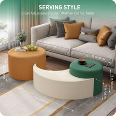 Creative 26" & 20" Ottoman Nesting Coffee Table Set