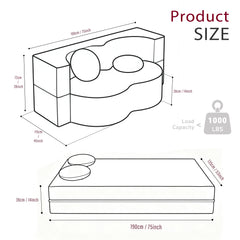 Bohemian Folding Sofa Bed – Ideal for Living Room, Guest Use, Office & Small Apartments