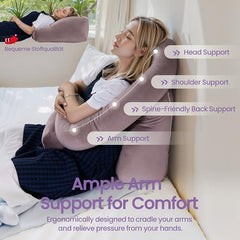 Ergonomic 2-in-1 Reading & Gaming Pillow with Detachable Arm Support 65x34x62cm