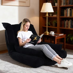 Adjustable Floor Chair, 5-Position Couch Recliner, Padded Gaming Chair for Adults with Tufted Cushion Back, Folding Lazy Sofa Chair for Reading and Relaxing