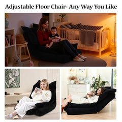 Adjustable Floor Chair, 5-Position Couch Recliner, Padded Gaming Chair for Adults with Tufted Cushion Back, Folding Lazy Sofa Chair for Reading and Relaxing