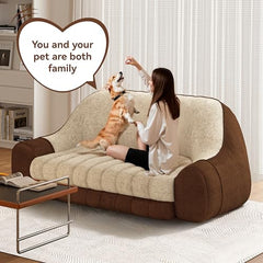 Pet & Human Friendly Low Sofa, 78” Comfy Floor Couch