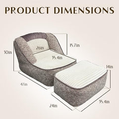 Lounge Recliner Chair, Comfortable Upholstered Sofa with Footrest, Modern Large Plush Indoor Chaise Lounge Sofa, Perfect Reading Chair for Living Room, Bedroom, Apartment