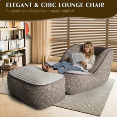 Lounge Recliner Chair, Comfortable Upholstered Sofa with Footrest, Modern Large Plush Indoor Chaise Lounge Sofa, Perfect Reading Chair for Living Room, Bedroom, Apartment
