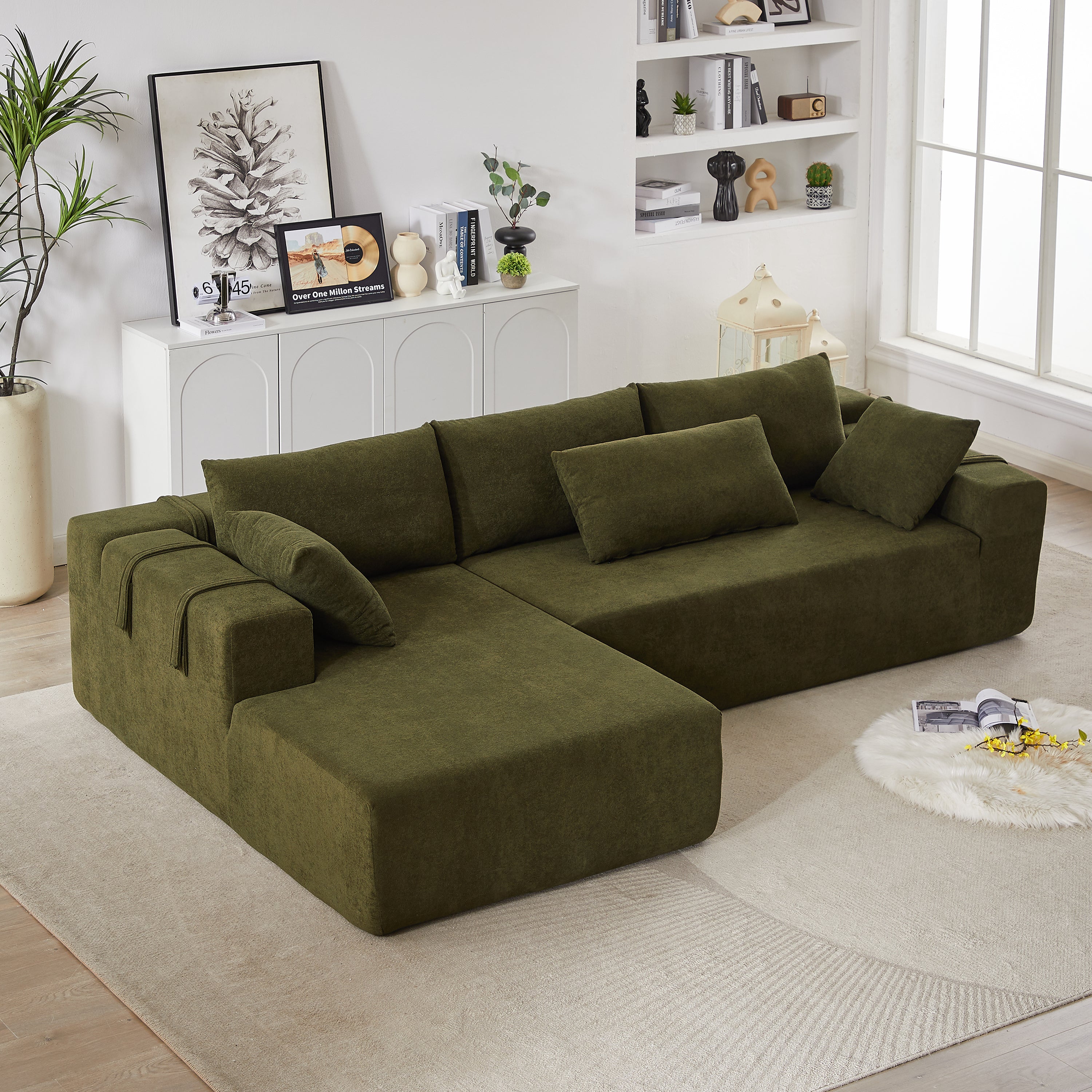 Modular L-Shaped Sectional Sofa Set, 108" with 6 Pillows