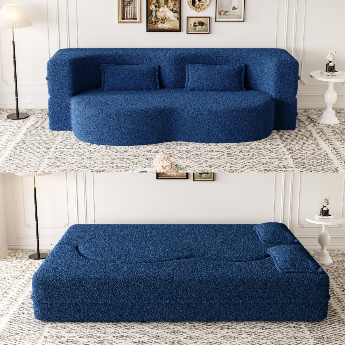 OvalComfort Sleeper Sofa with 2 Pillows