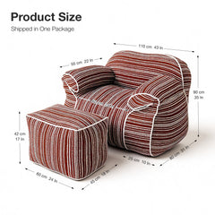 StripeCloud Bean Bag Chair with Ottoman