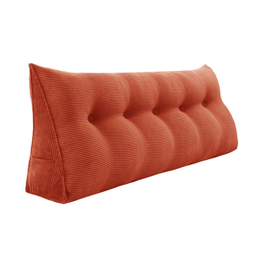 Triangular Reading Pillow Large Bolster Headboard Corduroy-Rusty Orange