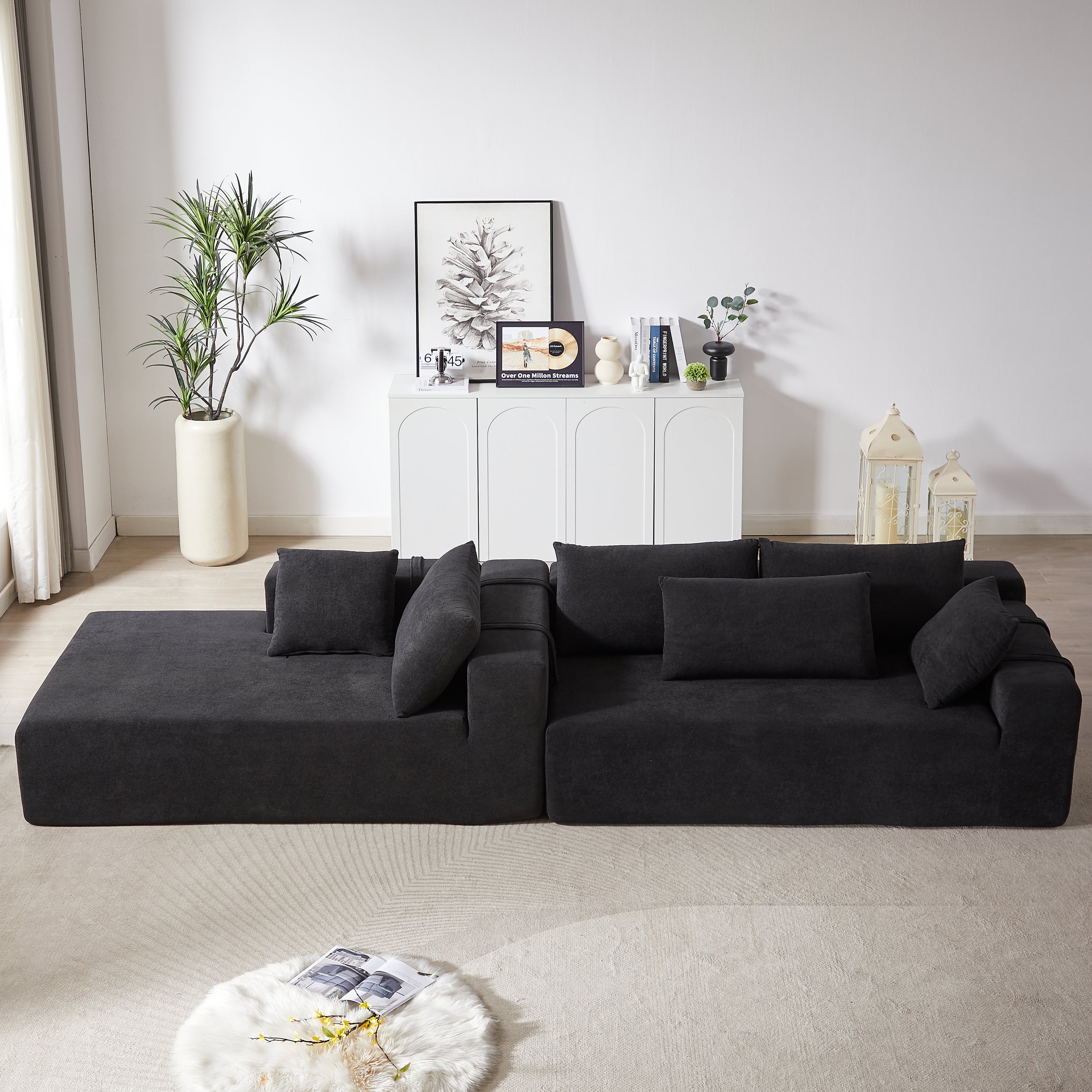 Modular L-Shaped Sectional Sofa Set, 108" with 6 Pillows