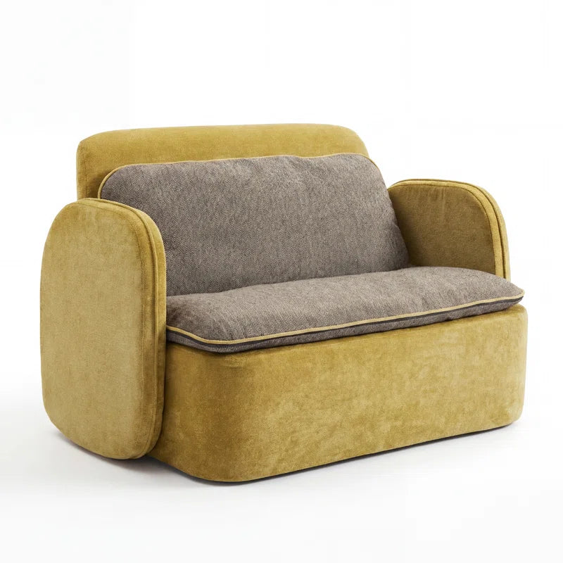 Upholstered Accent Loveseat Chair With Built-in Lumbar Support