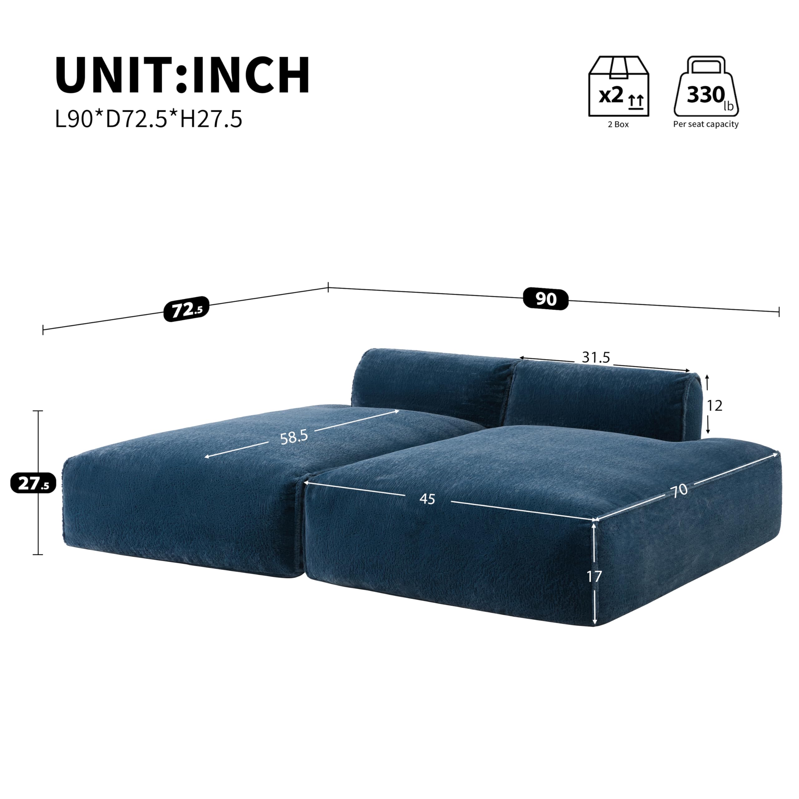 CloudForm Modular Floor Sofa 72"