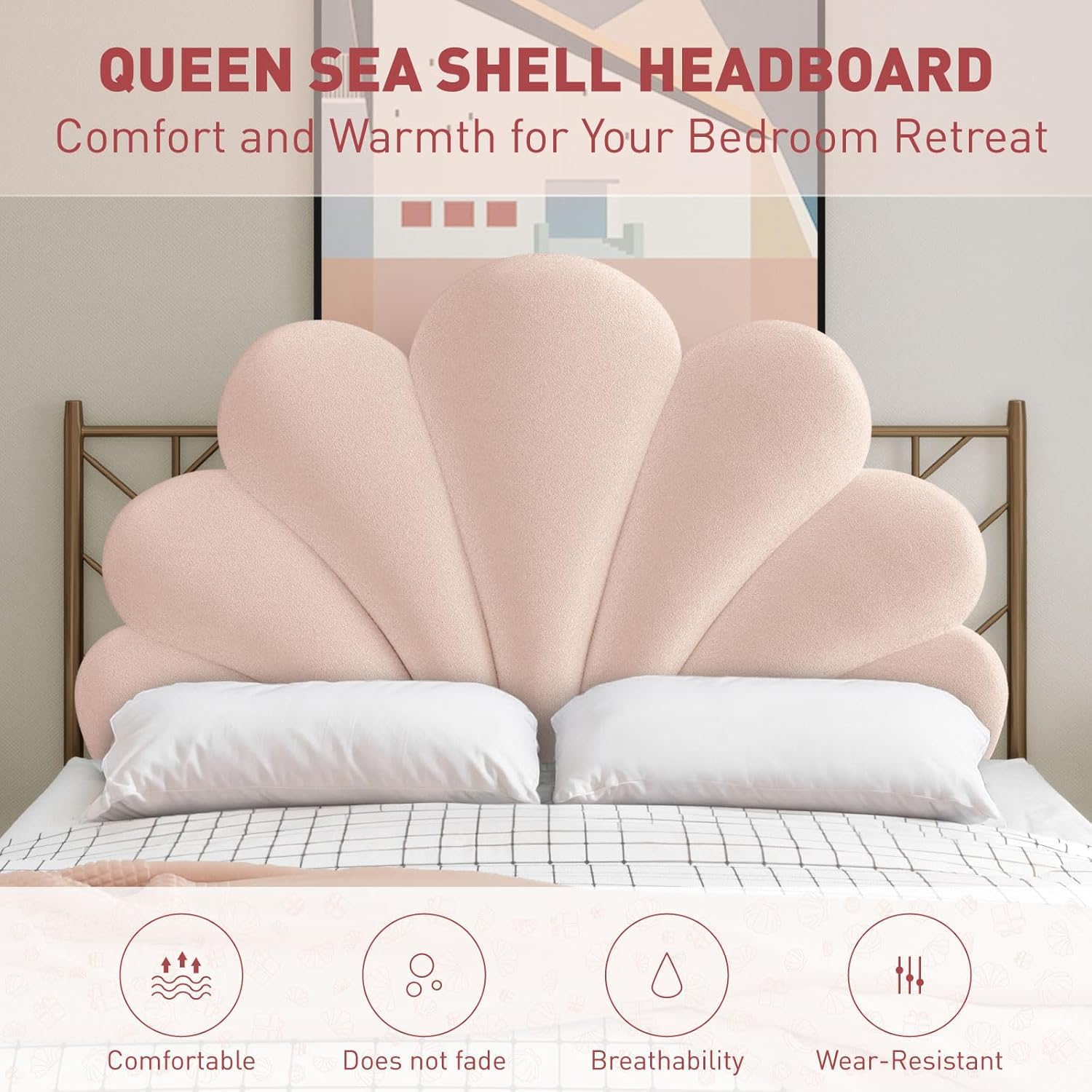 Seashell Queen Headboard Pillow Teen Grils Bedroom Wall Panel Decor