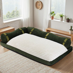 LELEFIDO Velvet Modular Floor Sofa Bed w/Backrest