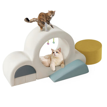 6 Pcs Cat Wall Furniture Set Climbing Stairs, Shelves, Indoor Perches
