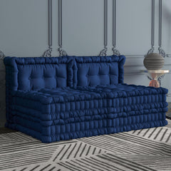 Convertible Lazy Sofa,Velvet-Deep Blue