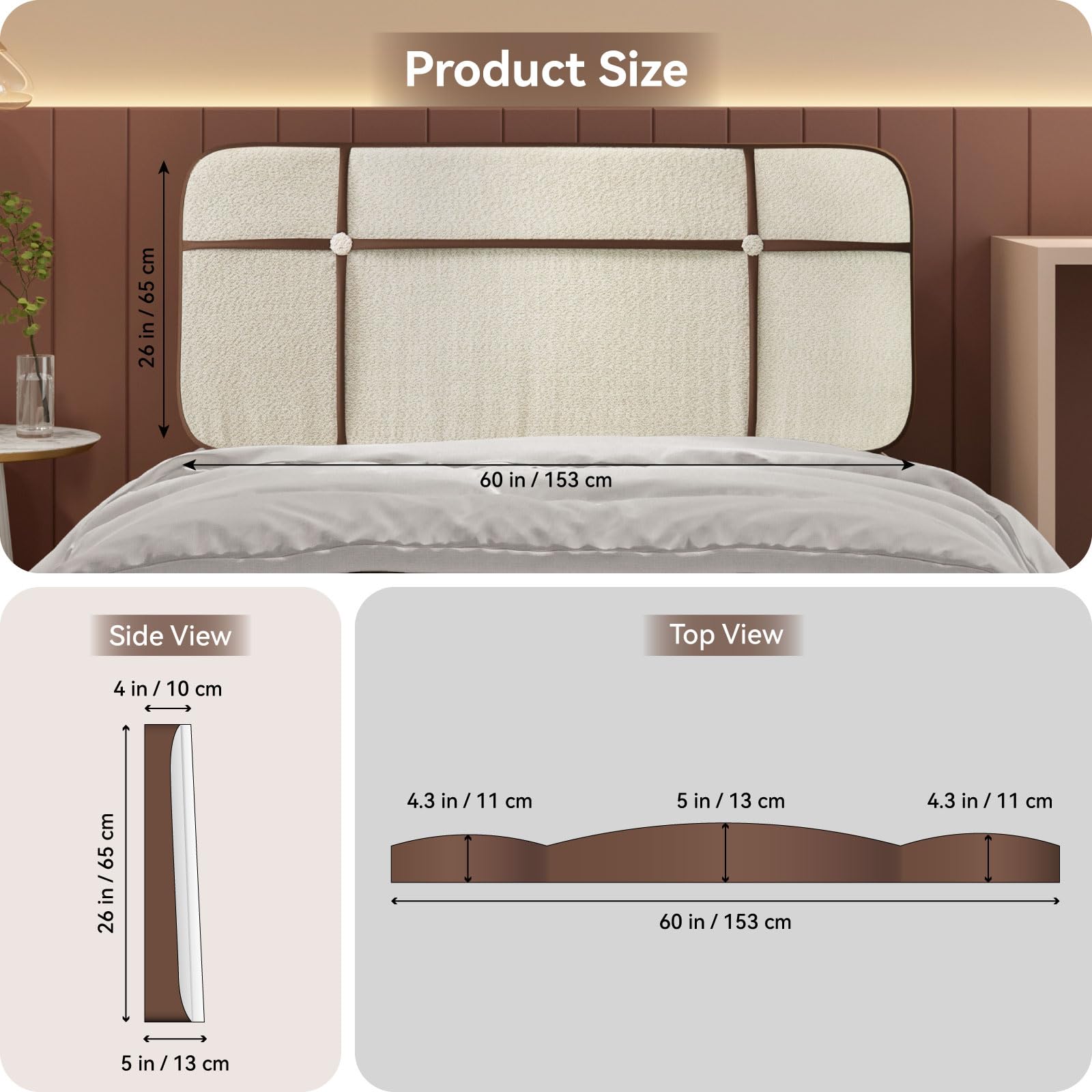 Double Cross Pillow Headboard for Queen Size Camas Bed