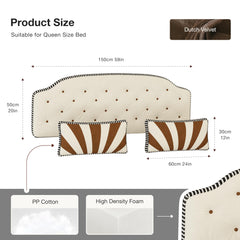 Daneey Pholstered Headboard Pillow Queen Foam Bed Headboard Queen Size with 2 Throw Pillows, No Installation Required