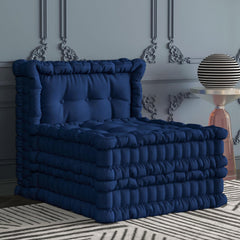 Convertible Lazy Sofa,Velvet-Deep Blue