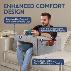 Adult Reading Pillow with Backrest and Arm Support - Gray