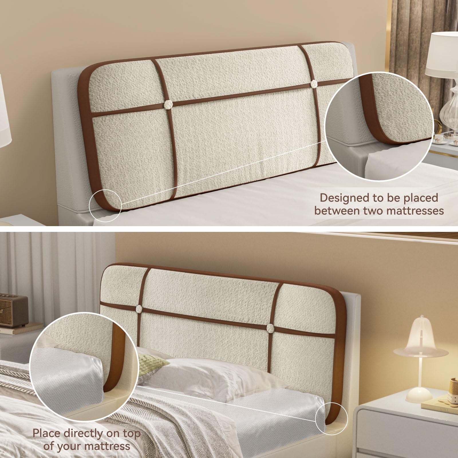 Double Cross Pillow Headboard for Queen Size Camas Bed