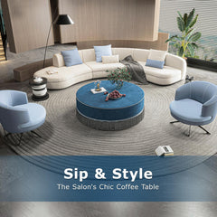 40" Tassel Ottoman Coffee Table, Modern Round Cushioned Center Table