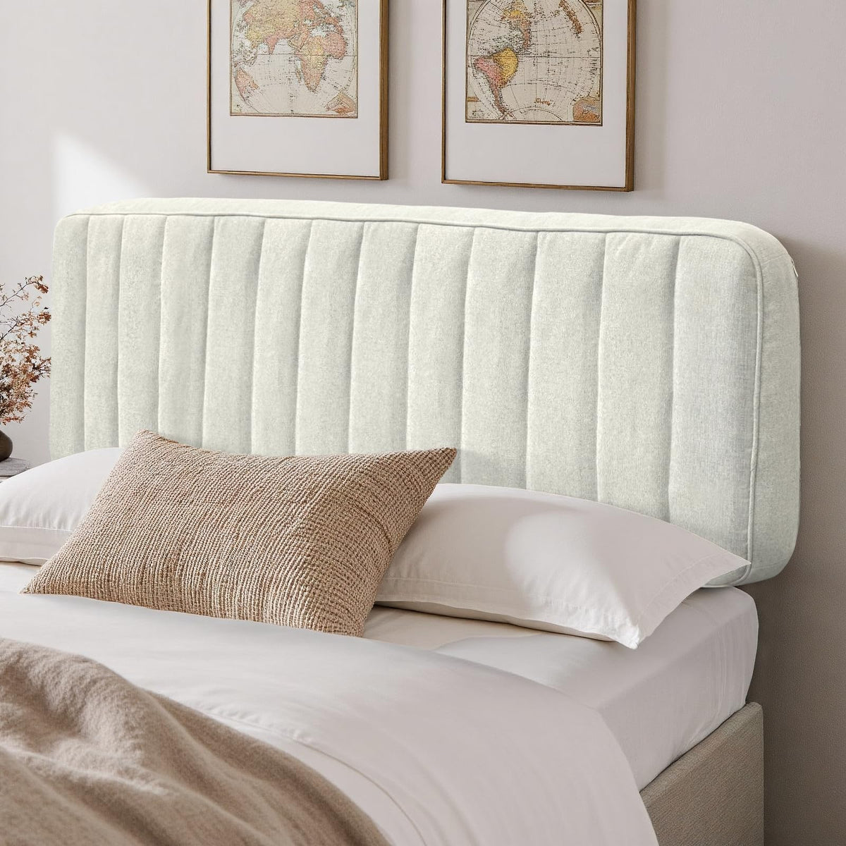 Upholstered Queen Headboard– Linen Channel