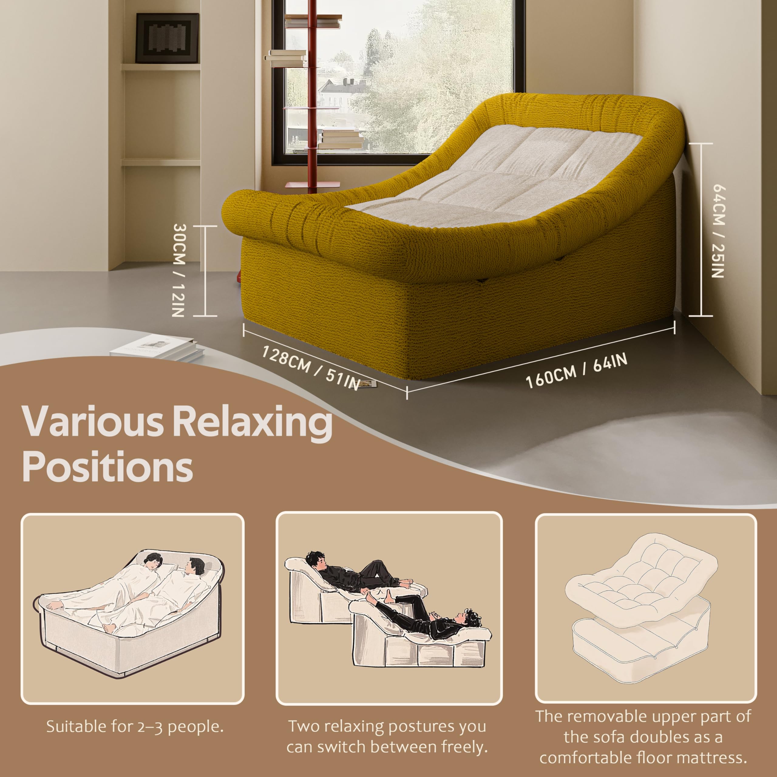 Daneey 51 Inch Chaise Lounge Chair Indoor