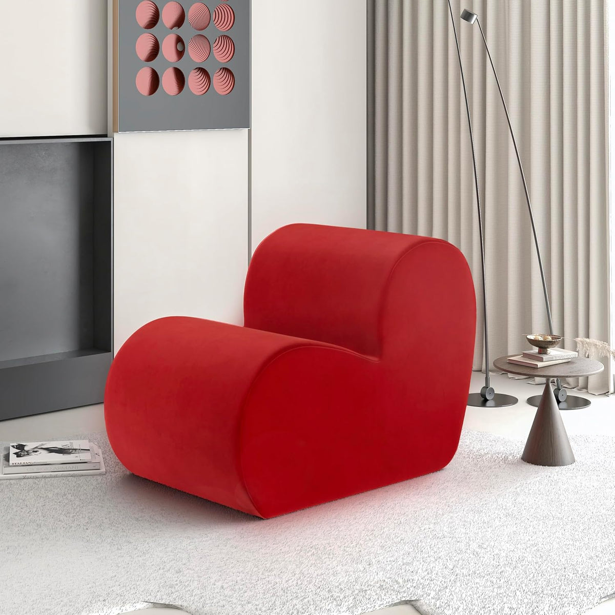 Daneey Single Sofa Chair, Heart Shaped Velvet