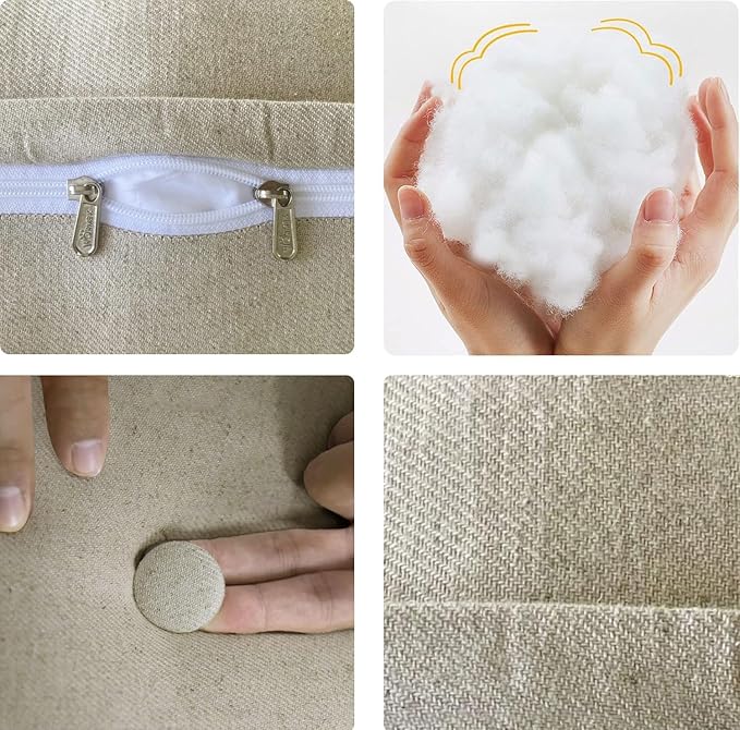 Rectangular Back Support Headboard Pillow Cover— 85% Linen & 15% Cotton Blend