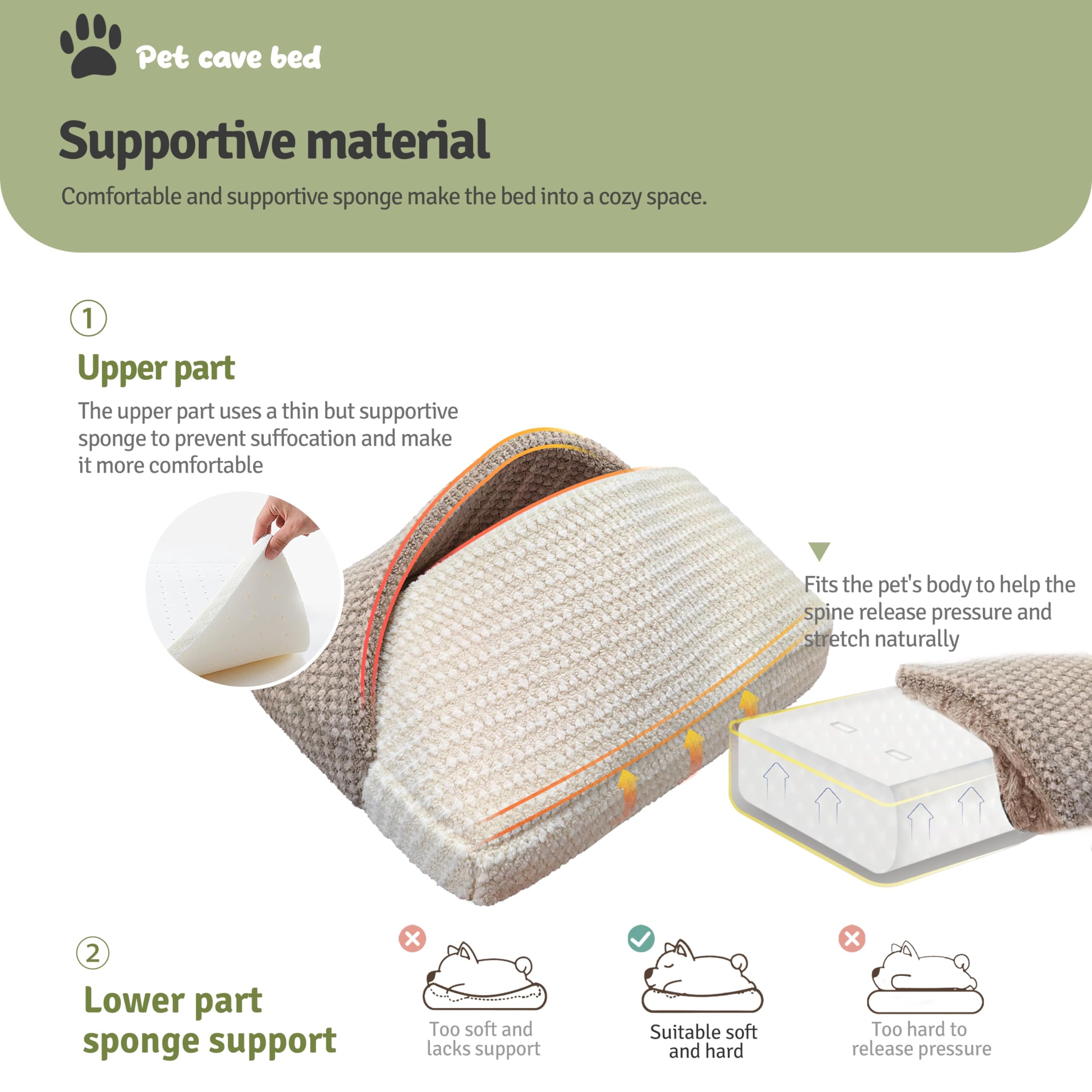 Rectangle Cozy Cave Dog Bed