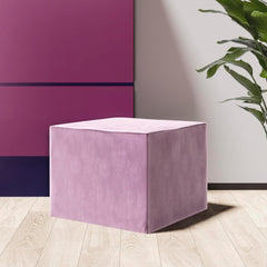 Daneey Large Foam-Filled Lavender Pouf Ottoman——A-lilac