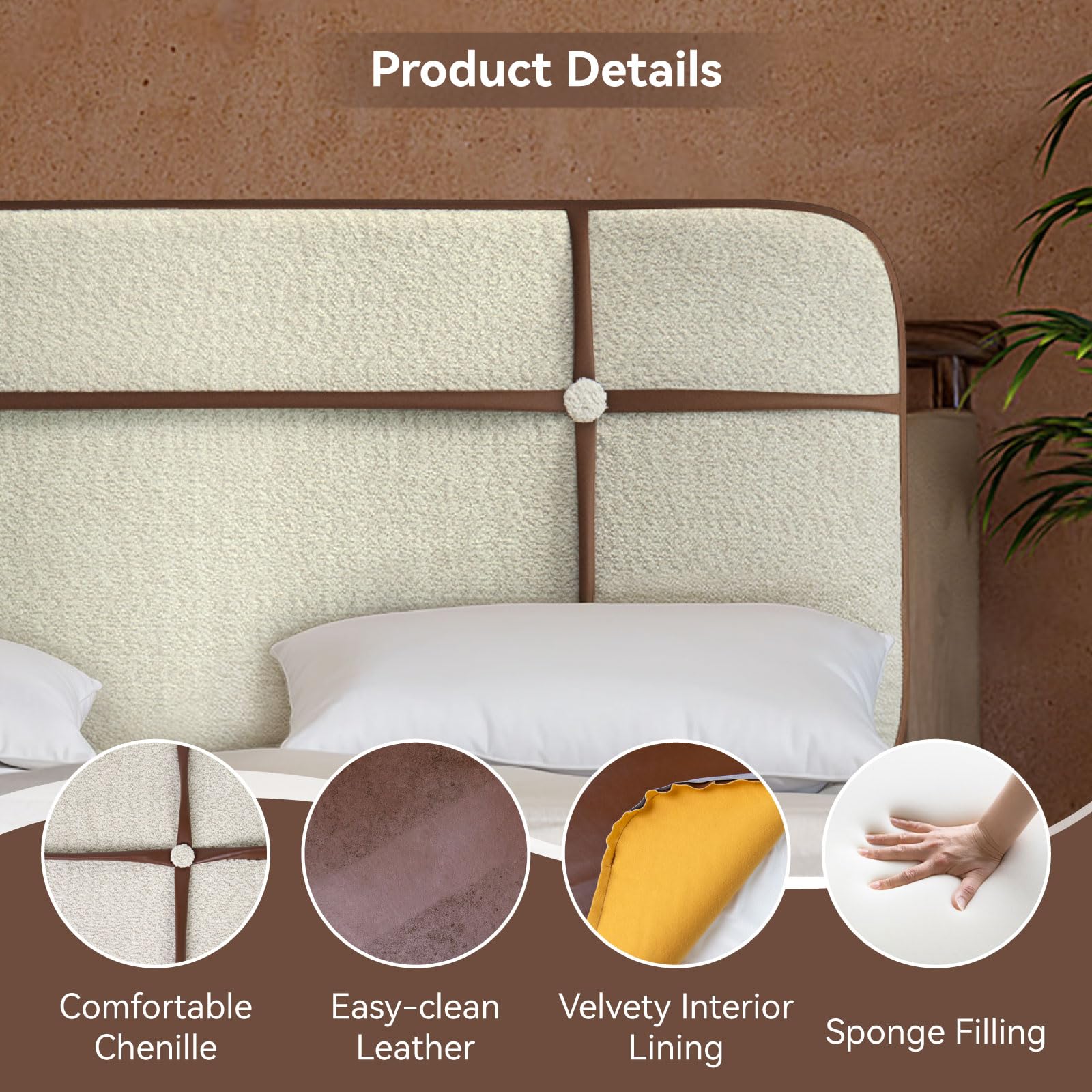 Double Cross Pillow Headboard for Queen Size Camas Bed