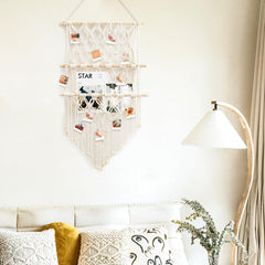 Boho Macrame Hanging Photo Display with 50 Clips