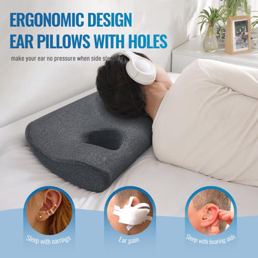 Ear Piercing Pillow for Side Sleepers——Memory Foam with Holes
