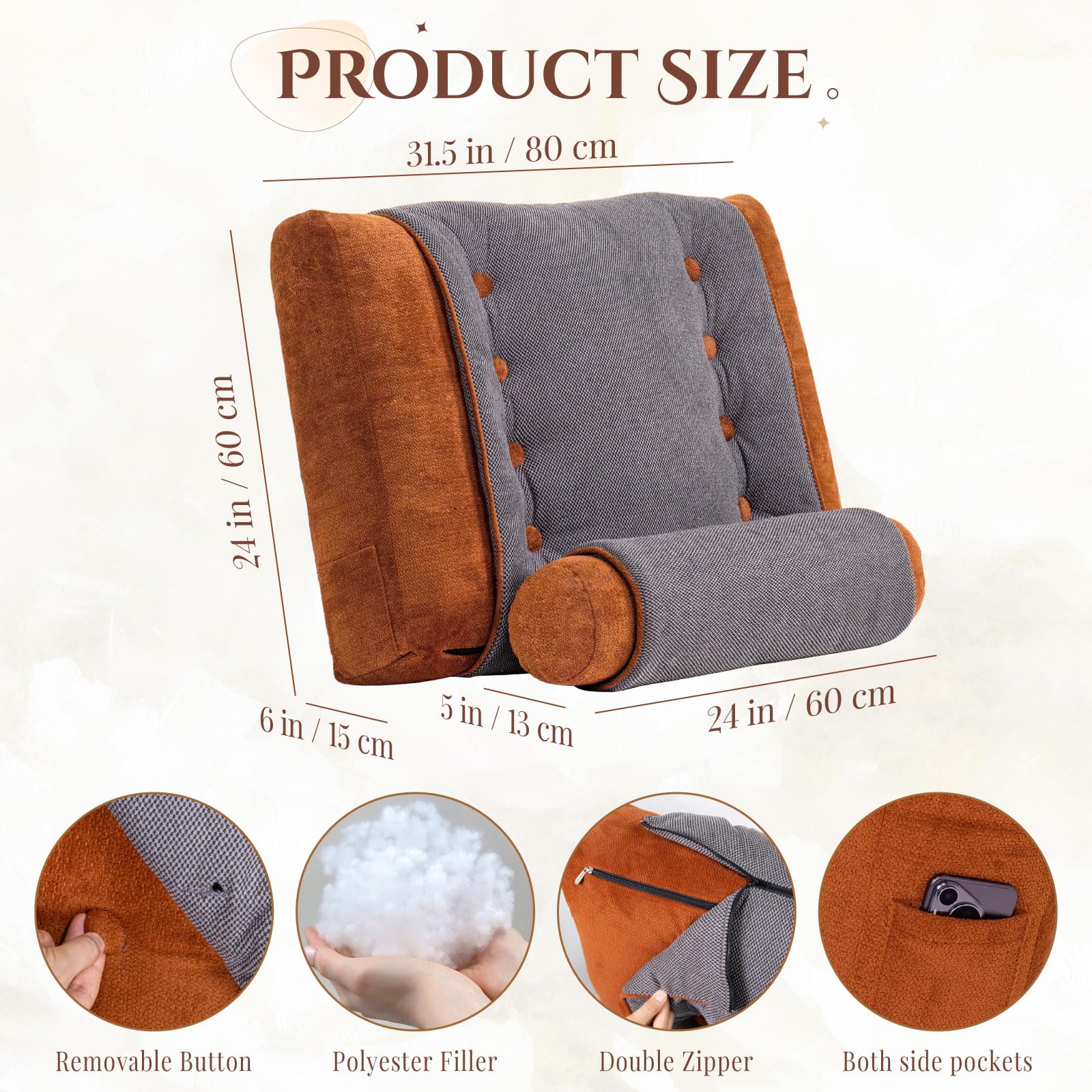 Daneey Vintage Headboard Pillow Set for Bed