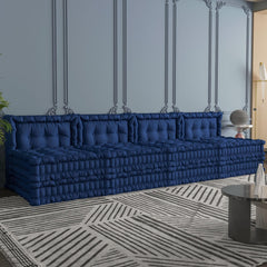 Convertible Lazy Sofa,Velvet-Deep Blue