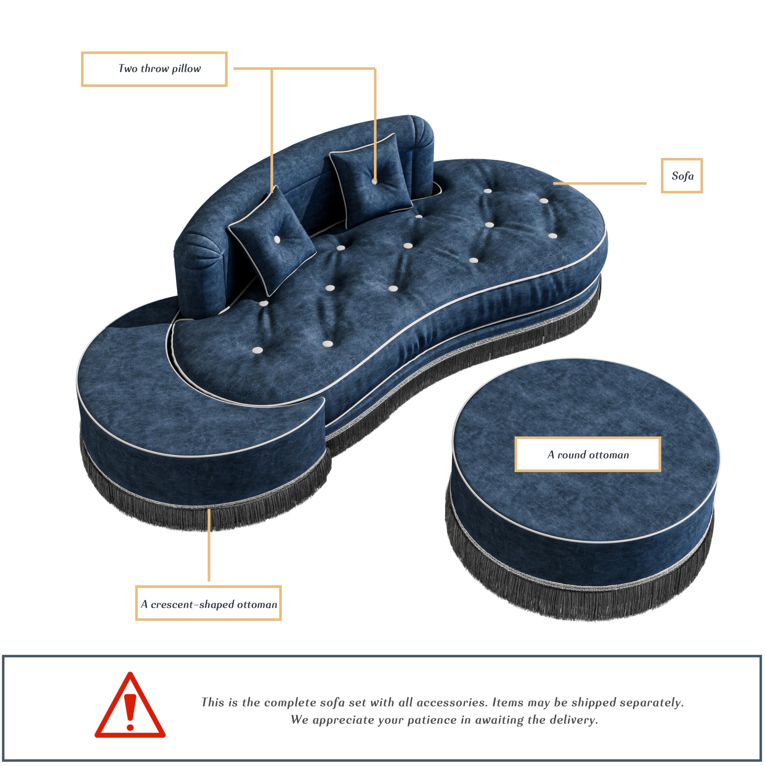 Blue-Silver Dream Velvet Throne