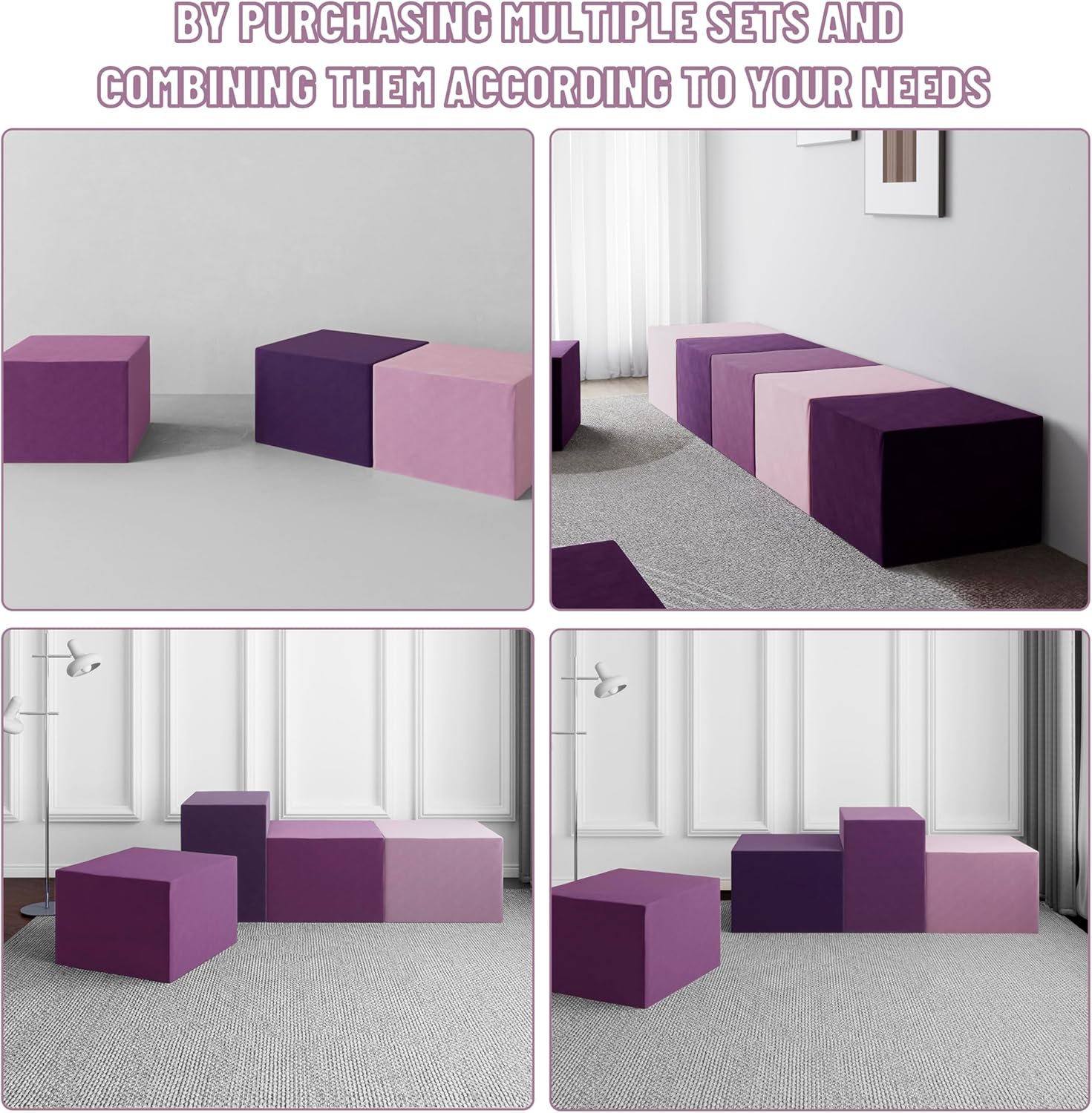 Daneey Large Foam-Filled Lavender Pouf Ottoman——A-lavender