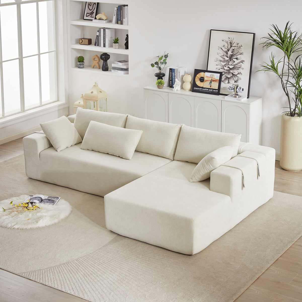Beige 3 Seat(Right Chaise)