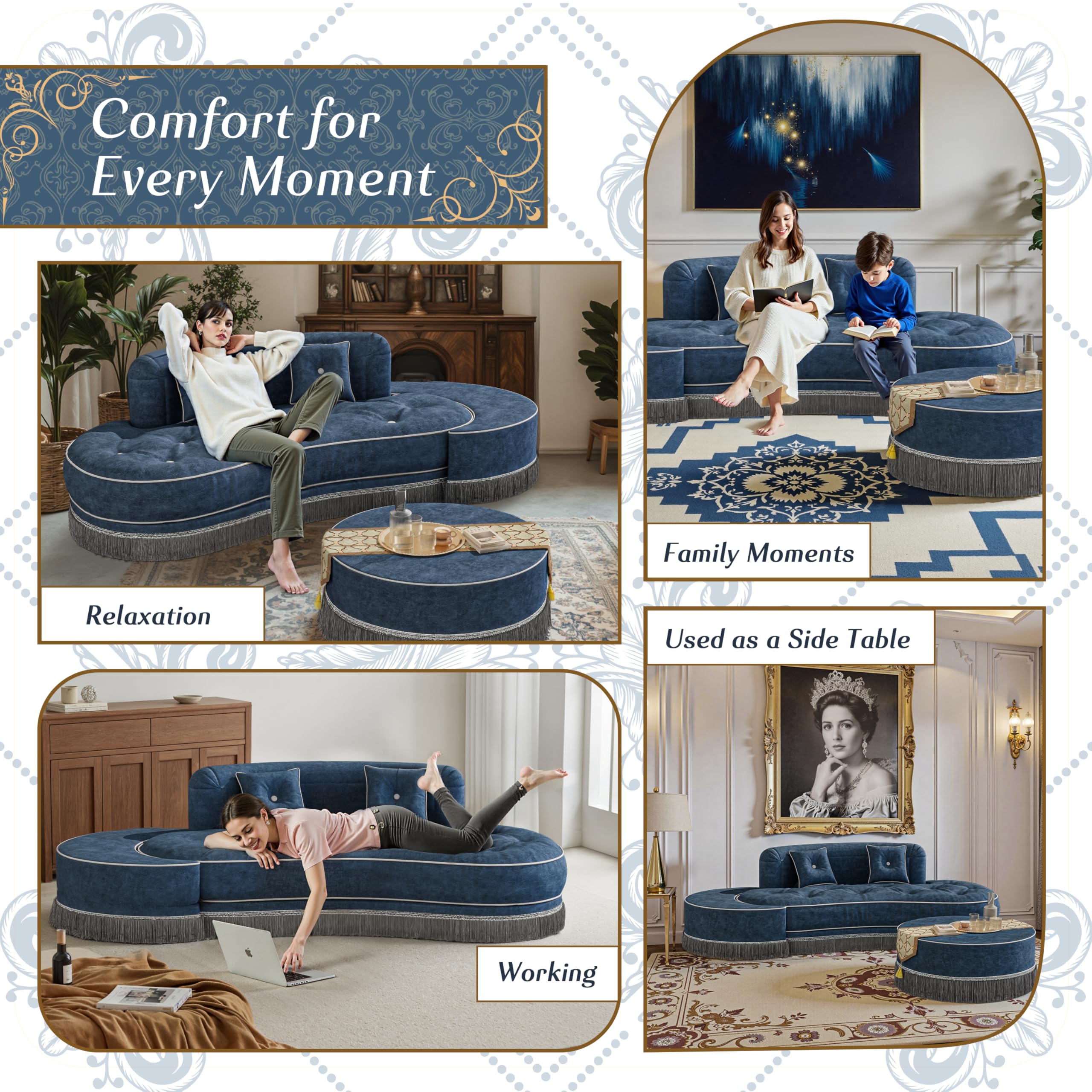 Blue-Silver Dream Velvet Throne