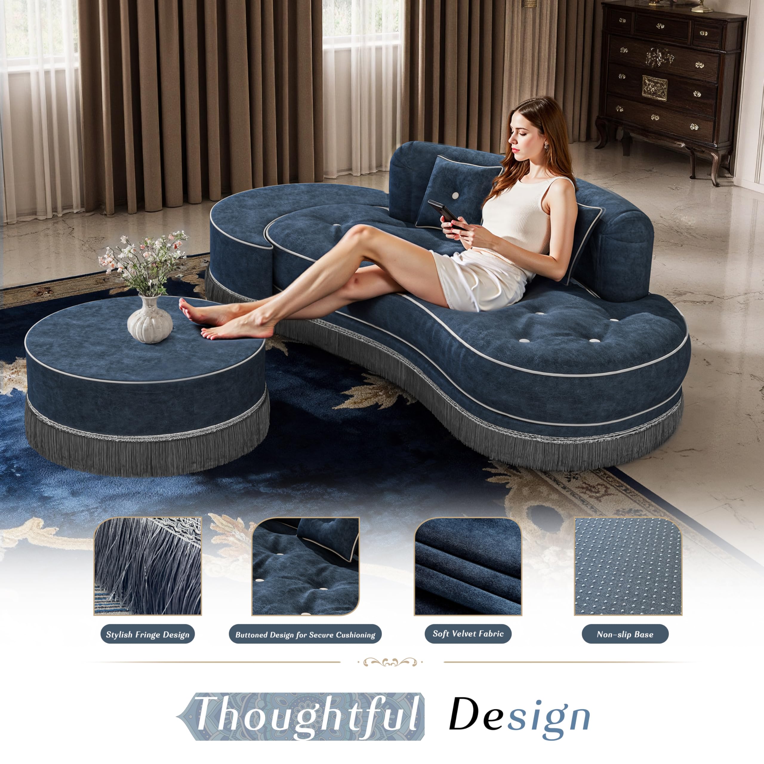 Blue-Silver Dream Velvet Throne