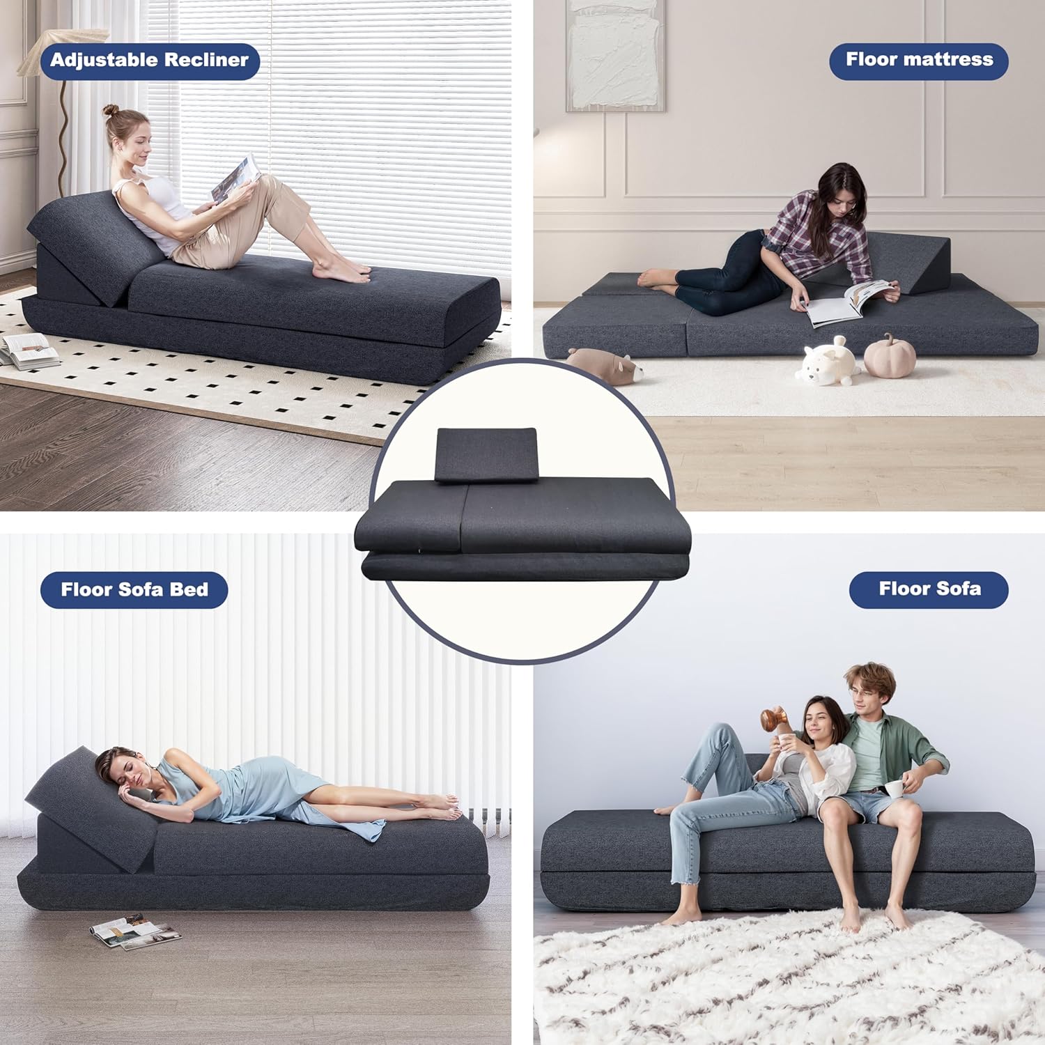 3-in-1 Convertible Foldable Sleeper Sofa Bed