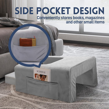 Adult Reading Pillow with Backrest and Arm Support - Gray
