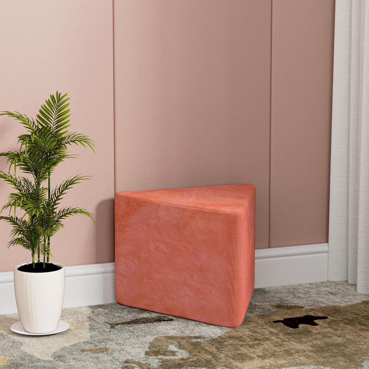 Daneey Large Foam-Filled Lavender Pouf Ottoman——B-orange