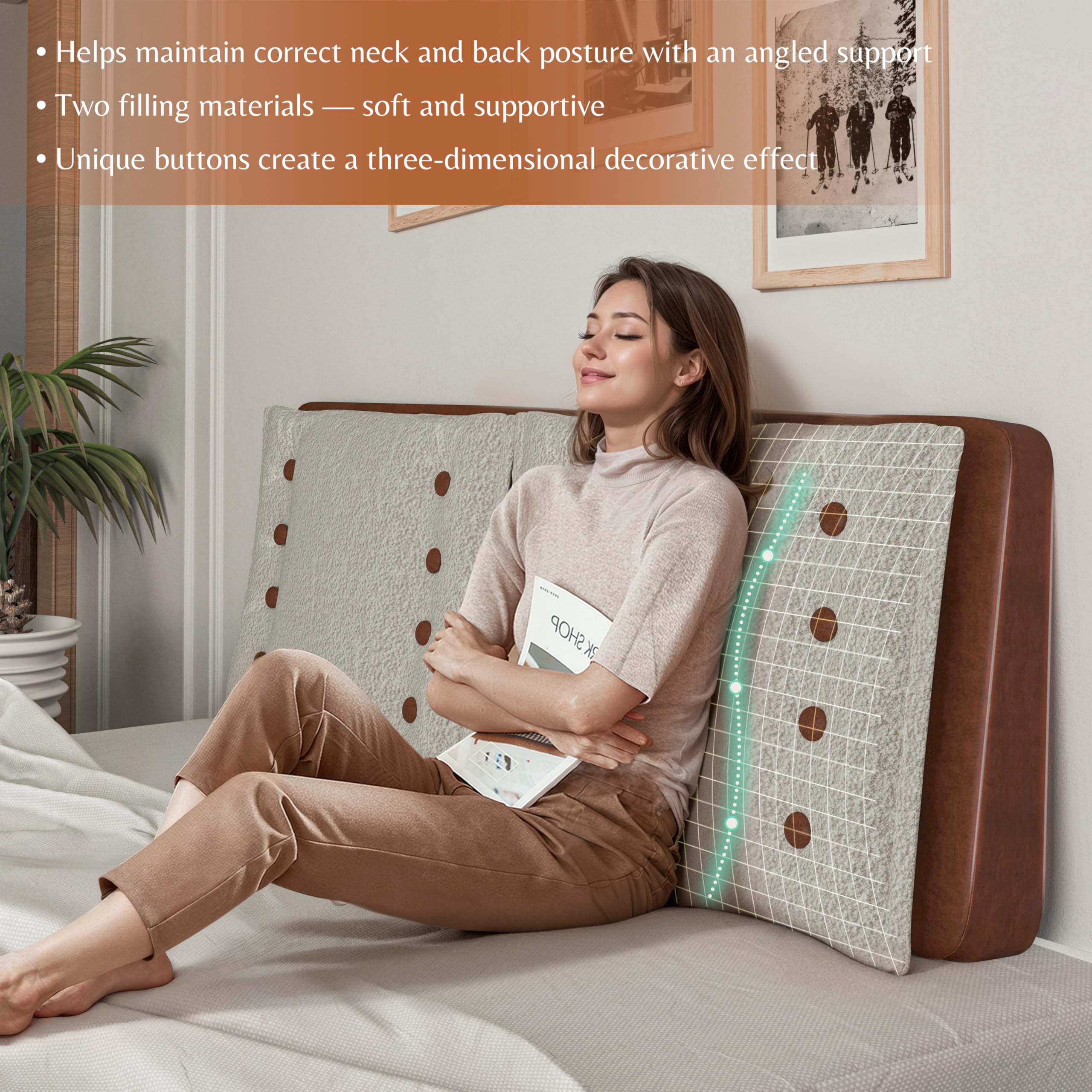 Daneey Queen Retro Headboard Pillow