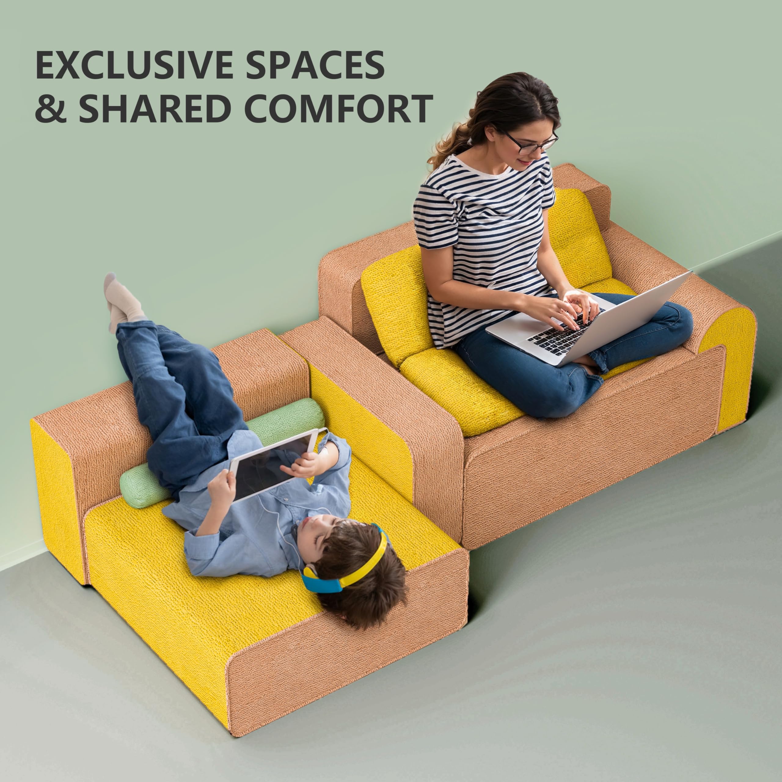 CozyNest 113" Kid+Parent Sofa