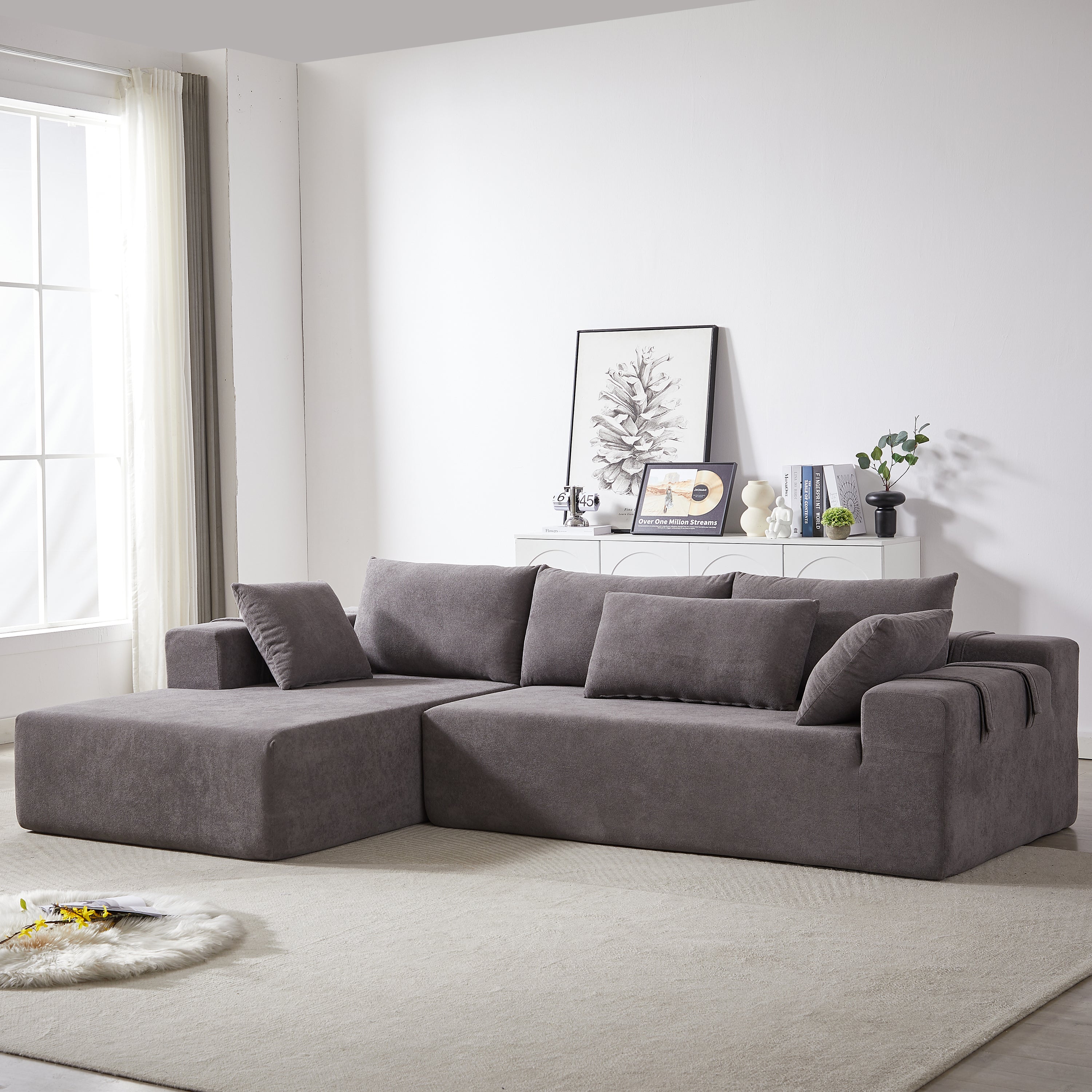 Modular L-Shaped Sectional Sofa Set, 108" with 6 Pillows