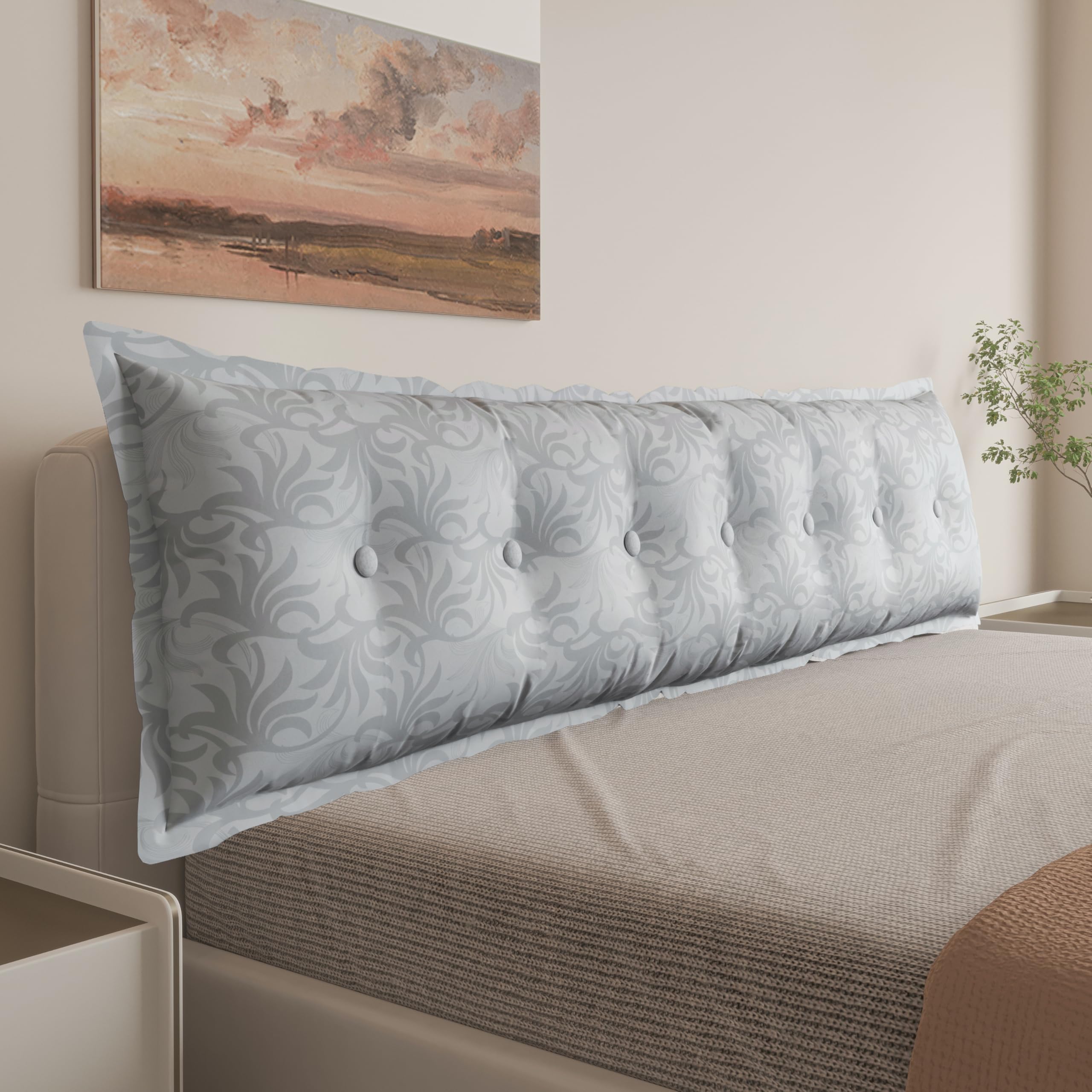 Rectangular Headboard Pillow 100% Pure Cotton ——Light Grey