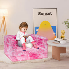 3-in-1 Folding Kids Sofa Bed – Dark Pink